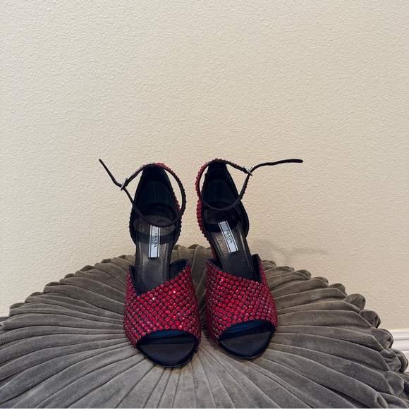 Prada crystal embellished ankle strap satin heels - Picture 1 of 9